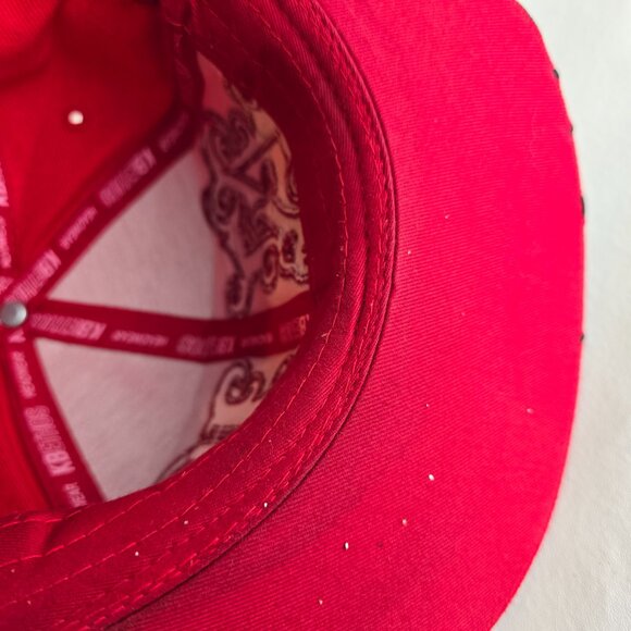 New York City Hat Mens Fitted Large Red Black KB Ethos Old English Script Y2k - Picture 10 of 11